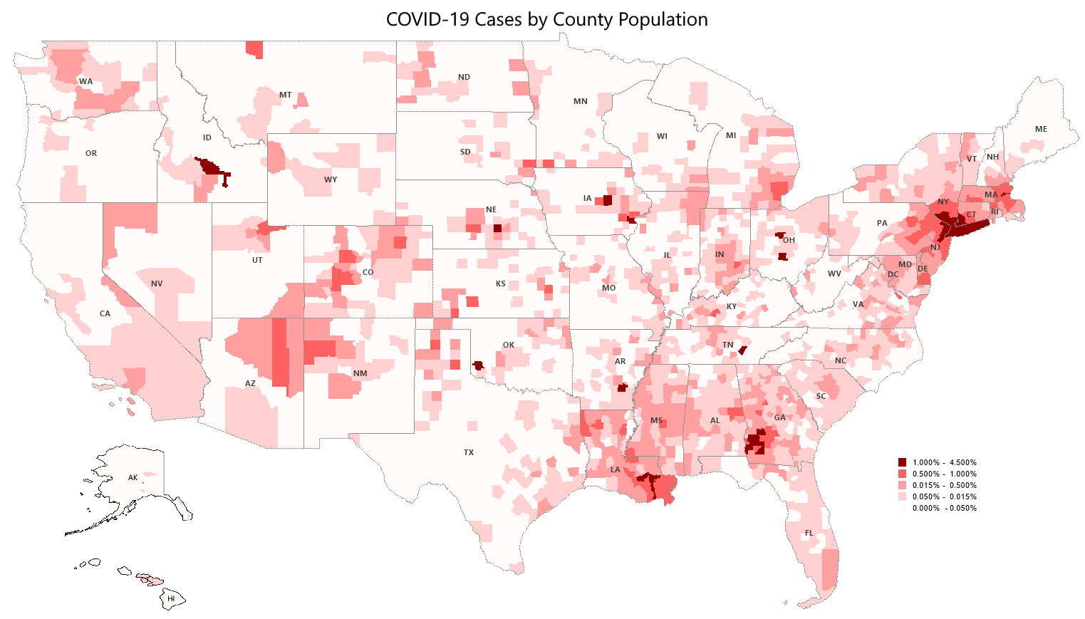 COVID19 by County Pop