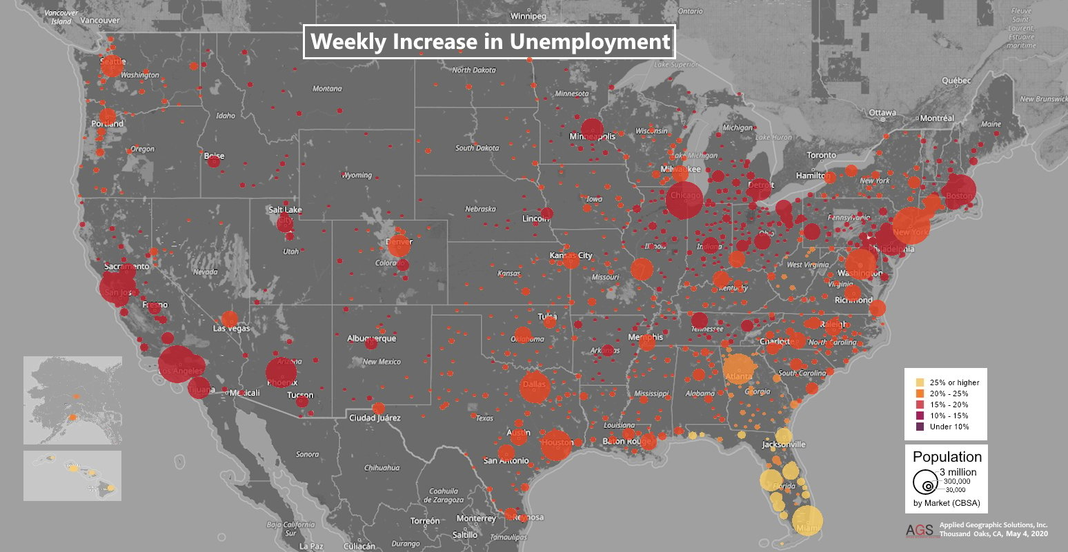 Unemployment by % Increase | 4/18/20 and 4/27/20